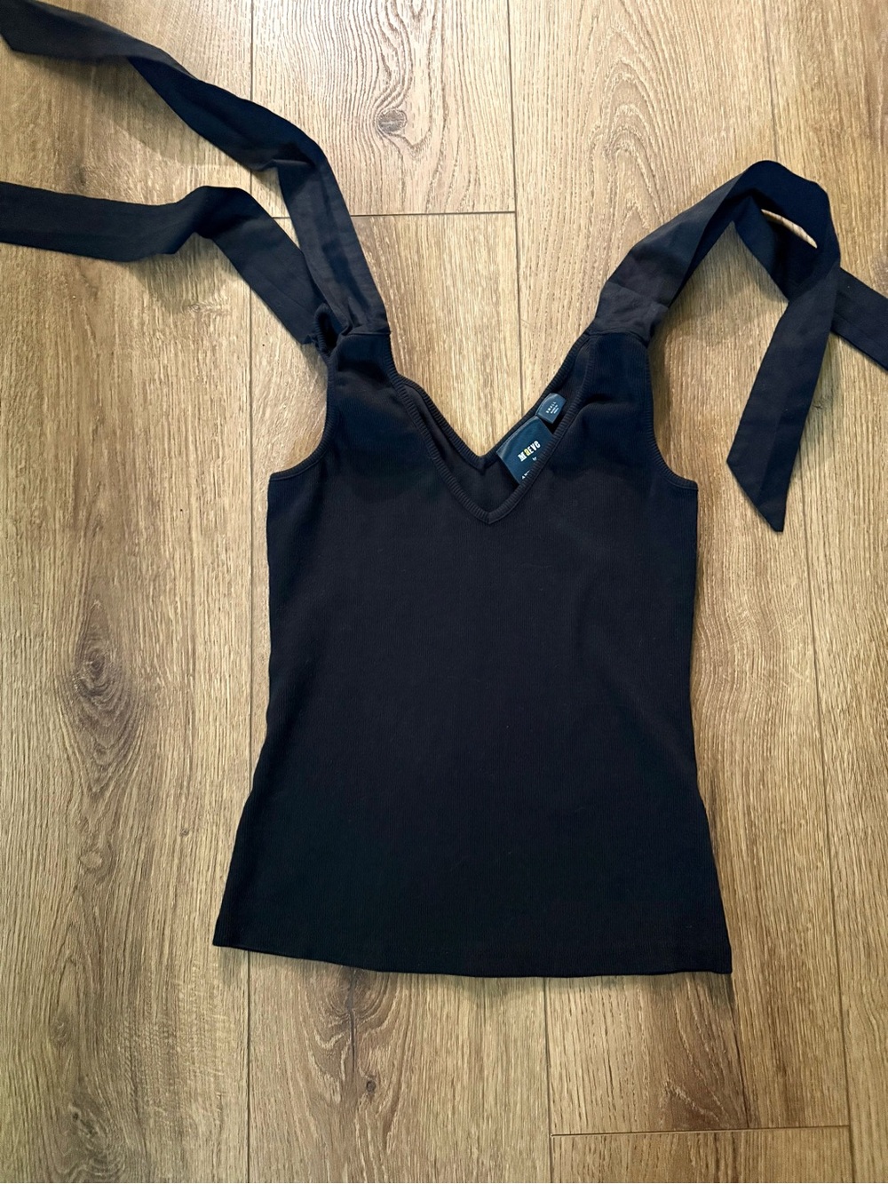 Anthropologie Maeve Black Tie-Shoulder V-Neck Tank Top